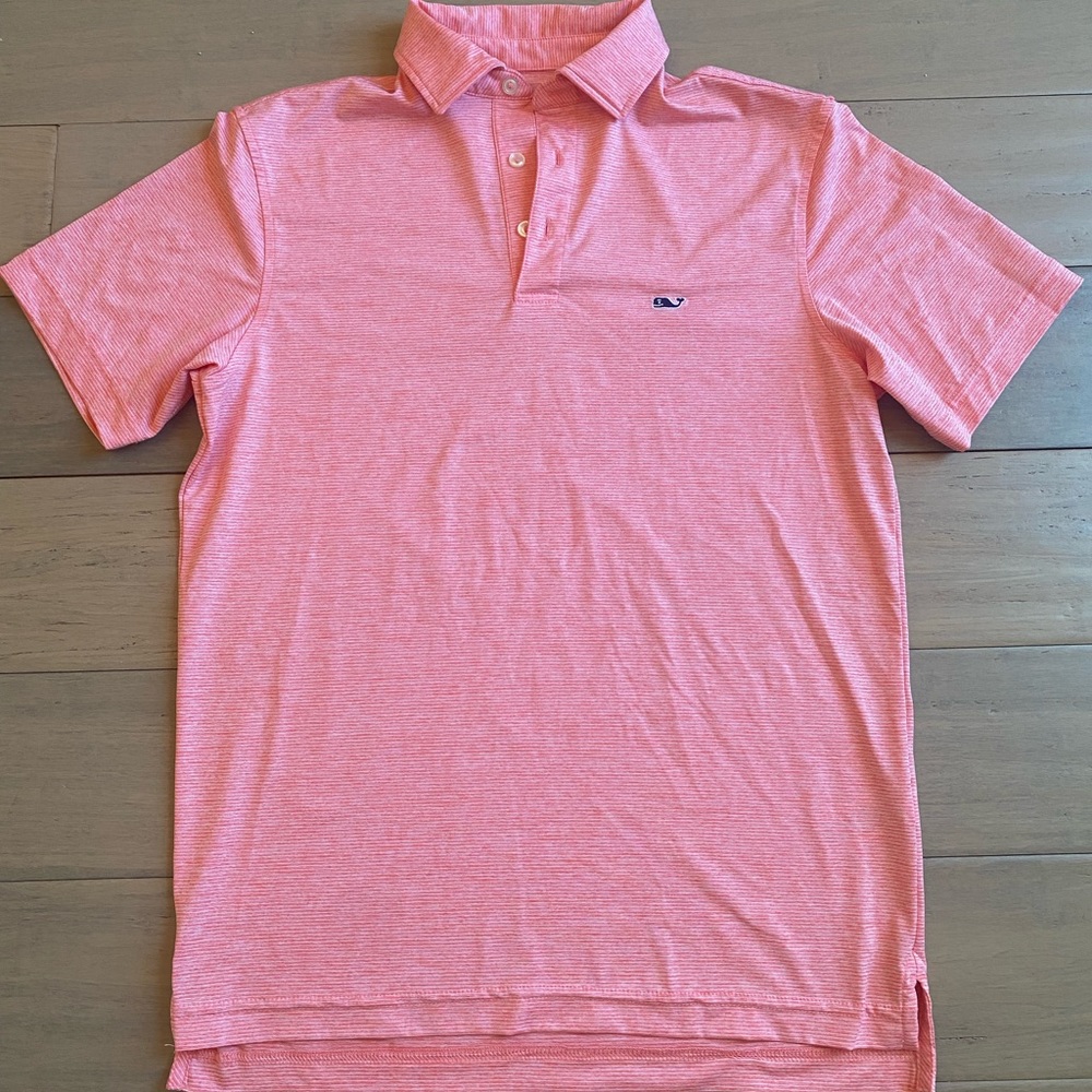 Vineyard Vines Peach Stripe Performance Golf Shirt